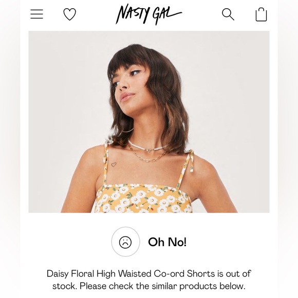 ☎️ NWT Nasty Gal sz S/4 Daisy Floral High Waisted Co-ord Shorts Mustard yellow - Picture 6 of 9